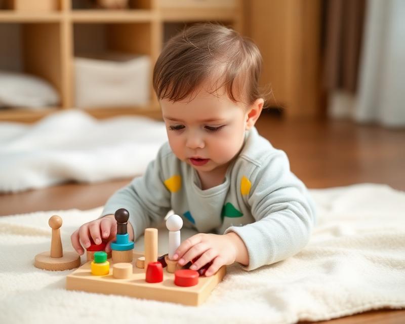 Child playing with structured Montessori toys